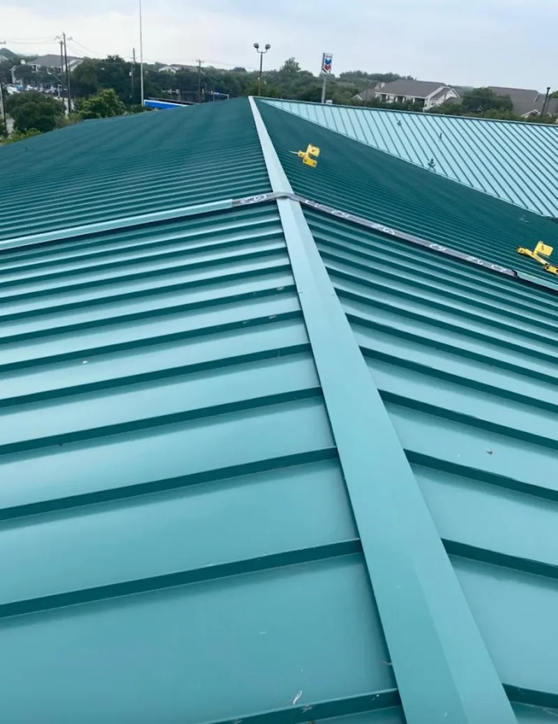 Green commercial metal roof ridge and valley for Metal Roof Repair in Winter Haven